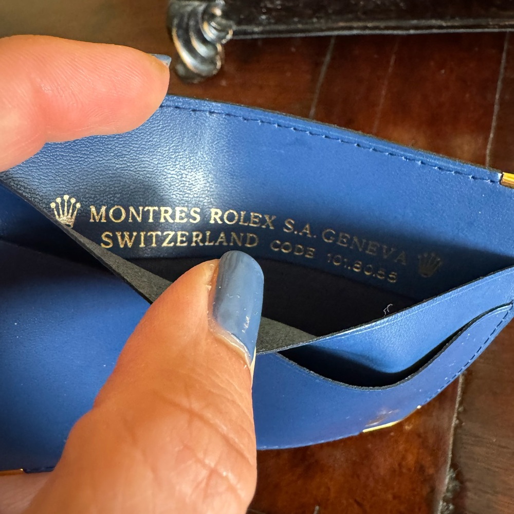 Original Rolex Blue leather Card Holder with Gold Accents - Picture 3 of 4